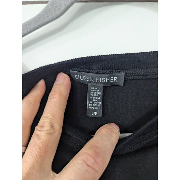 Eileen Fisher Long Sleeve Dress women's size Small black boat neck minimalist - Picture 3 of 6